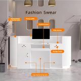 Beauty Salon Reception Desk, Striped Decorative Reception Desk Retail Counter Reception Counter Commercial Retail Counter for Office Reception Salon, Ships in One Piece, Customized Logo odrma