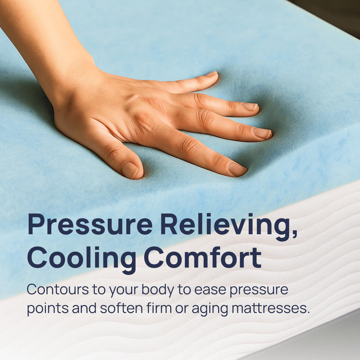 Sure2Sleep Gel Swirl Memory Foam Mattress Topper - 3 Inch, Pressure Relieving, Cooling Comfort - Made in The USA & CertiPUR-US Certified - Softens Firm Beds and Extends Mattress Life - Twin Size Sure2Sleep