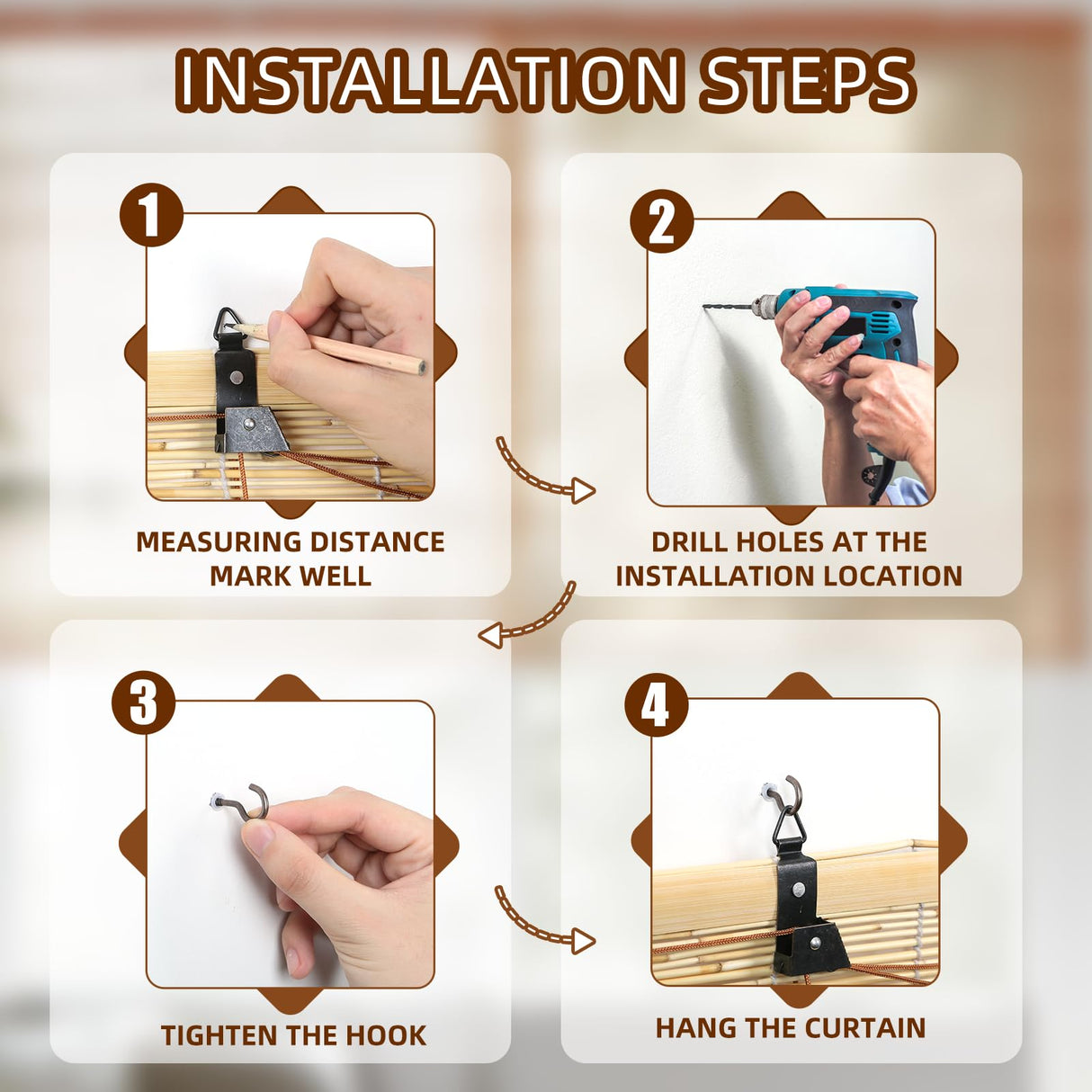 CSBWDLT Bamboo Roller Blinds Shades, Vertical Lifting and Breathable Waterproof Design, Sun Shade and Ventilation, Easy Installation,48" Wx72 H CSBWDLT