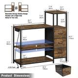 Welfuturer 20 Gallon Aquarium Stand with Power Outlets Fish Tank Stand with 3 Drawers Metal Frame Heavy Duty Reptile Tank Stand with 3-Tier Storage Shelves,Left/Right Assembly, Adjustment Height Welfuturer