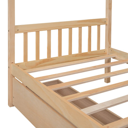 Montessori Twin Size House Bed with Storage Drawers - Bellemave Wooden Frame for Kids