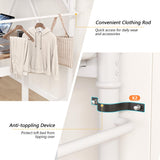 Twin Size Loft Bed with LED Lights and Charging Station, Industrial Heavy Duty Metal Loft Bed Frame with Ladder and Guardrail for Kids Adults, Small Space Saving Design for Bedroom Dorm, White Jocoevol