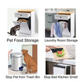 Trash Cabinet Tilt Out Freestanding, Pet Proof Kitchen Trash Cabinet Laundry Hamper with Cutting Board, Wood Garbage Recycling Station Hideaway Trash Holder Drawers (1, White) Gitua