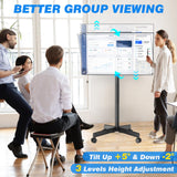 Rfiver Mobile TV Cart Rolling TV Stand for 23-60 Inch Screens, Portable TV Stand on Wheels with Tilt and Height Adjustable, Outdoor TV Stand Mount Holds up to 88 lbs for Home Office MAX VESA 400x400mm Rfiver