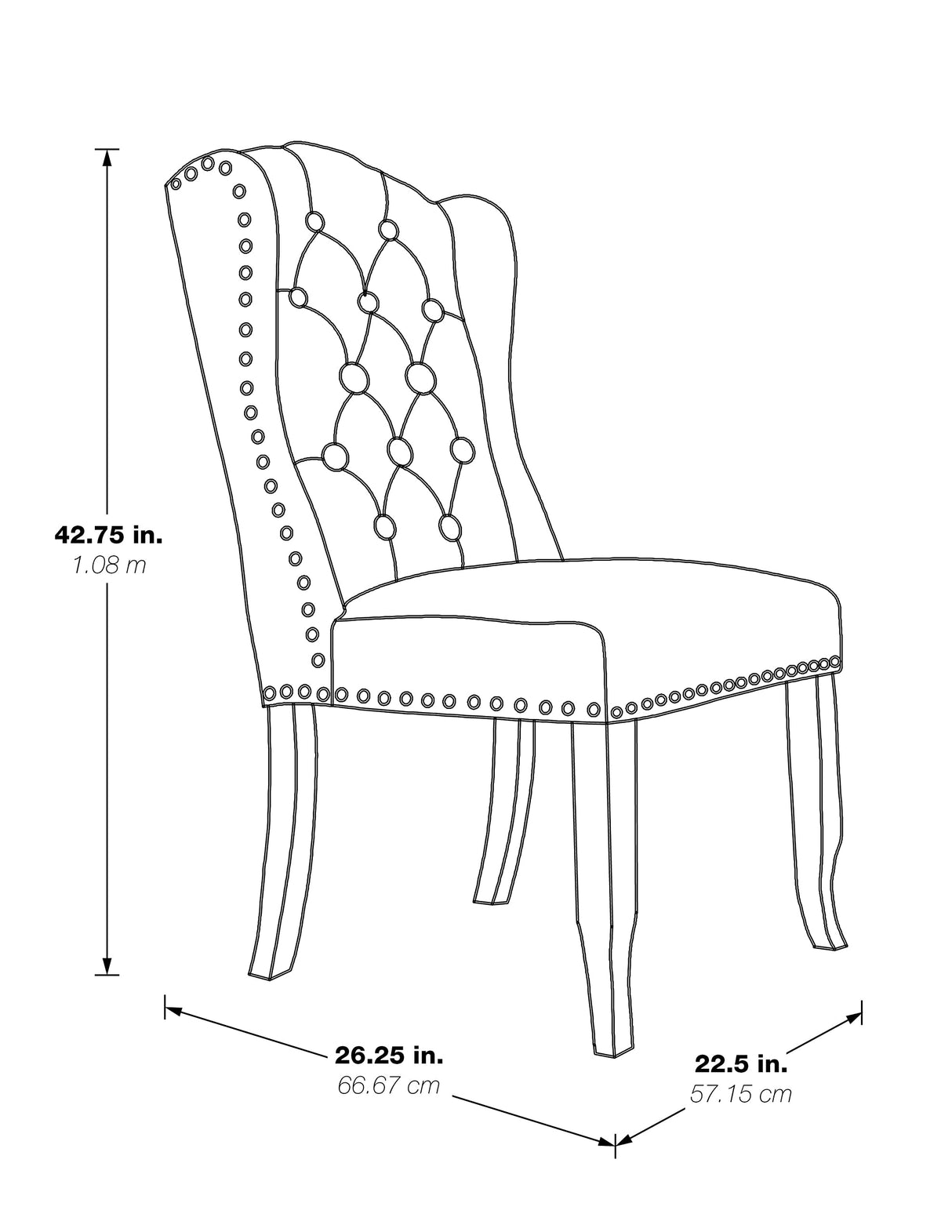 OSP Home Furnishings Jessica Button Tufted Wingback Upholstered Dining Chair with Wood Legs, Linen Fabric, 22.5” W x 26.25” D x 42.75” H OSP Home Furnishings
