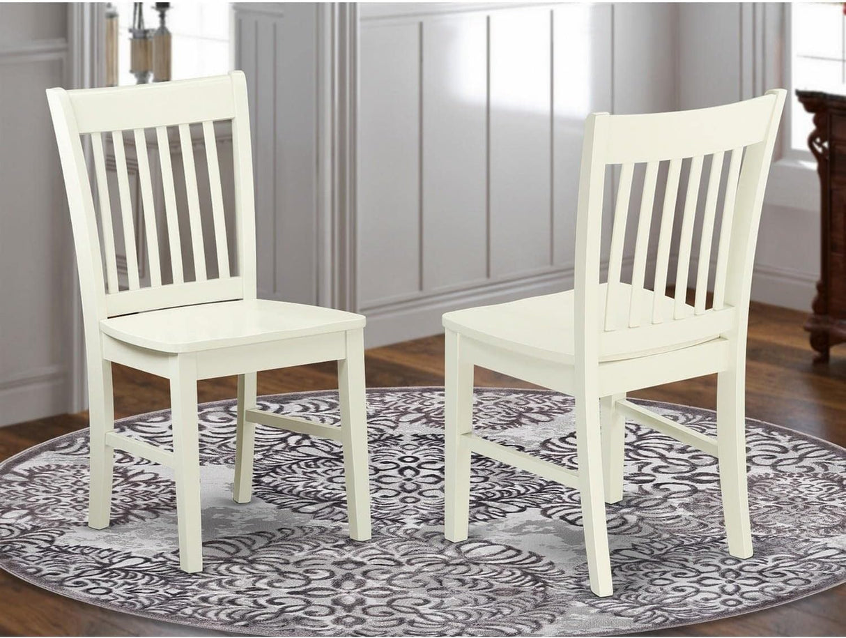East West Furniture Norfolk Dining Room Slat Back Solid Wood Seat Chairs, Set of 2, Linen White East West Furniture