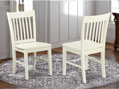 East West Furniture Norfolk Dining Room Slat Back Solid Wood Seat Chairs, Set of 2, Linen White