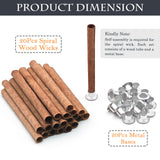 SWIGRANCE 20 Set Wood Spiral Candle Wicks 4x0.32inch / 100x8mm, Wood Wick Tube with Iron Stands for Candle Making, Natural Round Wooden Wick Core Handmade Candles Supplies SWIGRANCE