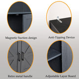 RWYHG 70in Tall Bookshelf 6 Tier Bookcase with Barn Doors and Adjustable Shelf, Black Farmhouse Book Shelves with Storage Cabinet,Wood Floor Standing Display Bookshelve for Bedroom,Living Room,Kitchen RWYHG