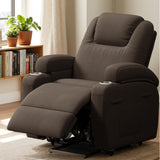 Flamaker Power Lift Chair Massage Recliner Chairs for Elderly - Ergonomic Design with Cup Holders & Side Pockets, Remote Control (Brown) Flamaker
