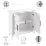 Bush Furniture Key West Small Storage Cabinet with Doors and Shelves in Pure White Oak, 2 Door Accent Chest for Home Office, Living Room, Entryway Bush Business Furniture