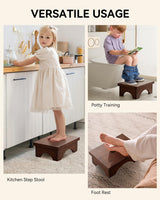 ECROCY Step Stools for Adults Pre-Assembled, Sturdy Foot Stool Lightweight, Portable Wood Step Stool Attractive, Solid Wooden Step Stool with Smooth Finish, Bed Steps for High Beds for Adults ECROCY