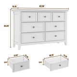 BOSHIRO White Dresser for Bedroom, White 7 Drawers Dresser, Modern 7 Chest of Drawers, Closet Dresser, Farmhouse Dresser with 7 Storage Drawers Cabinet for Home Office, Study Room BOSHIRO