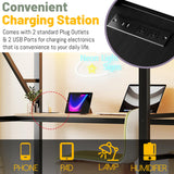 Full Loft Bed with Stairs and Desk, Metal Lofts Bed Full Size with Upper Storage Shelf, Gaming LoftBed with LED, Charging Station and Wardrobe for Teens, Adults,Black MoproBeti