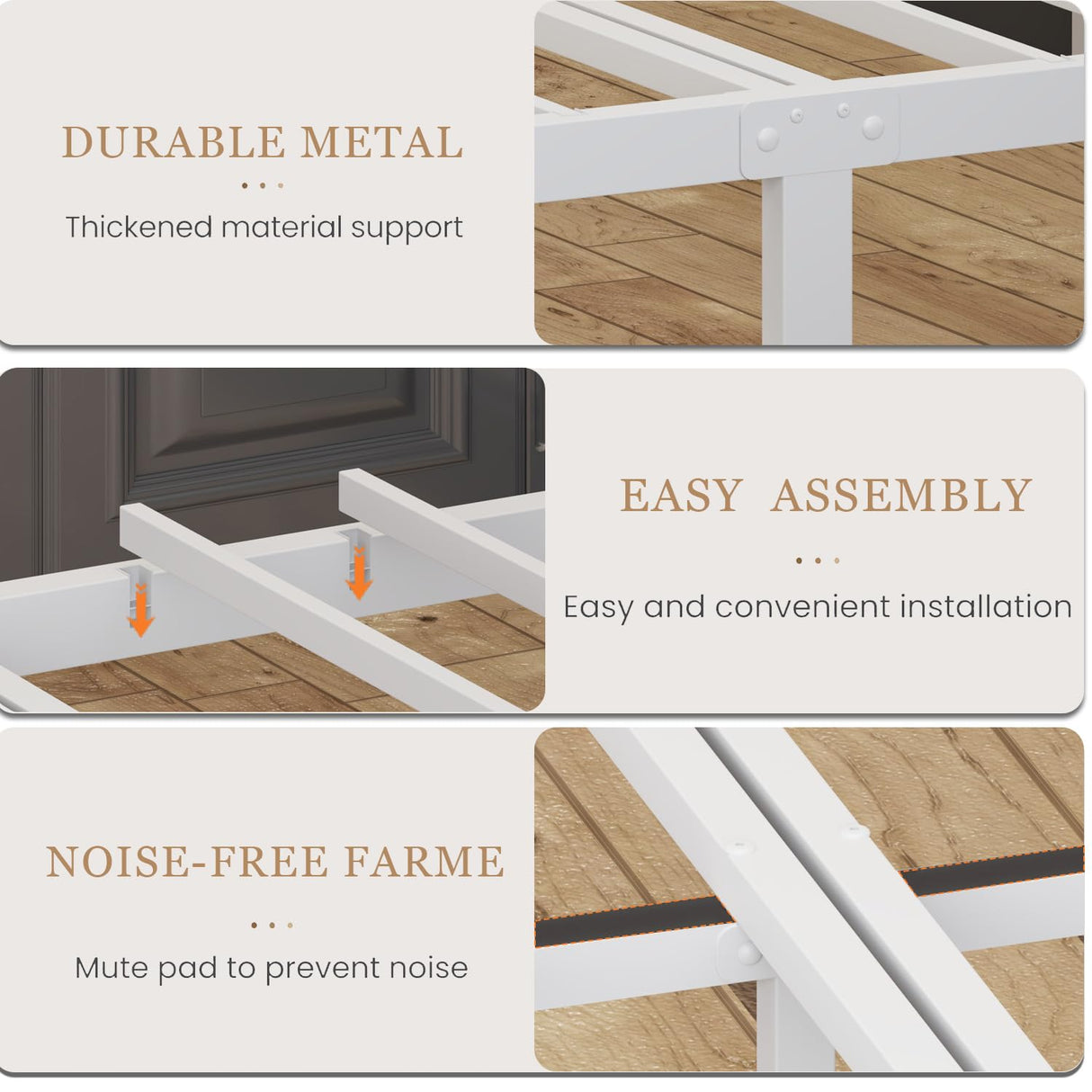 Full Size Bed Frame with Charging Station & LED Lights, Full Metal Platform Bed Frame with Headboard and Footboard, Storage Space Under Bed, No Box Spring Needed, Noise Free, Easy Assembly, White Jenmit