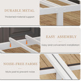 Full Size Bed Frame with Charging Station & LED Lights, Full Metal Platform Bed Frame with Headboard and Footboard, Storage Space Under Bed, No Box Spring Needed, Noise Free, Easy Assembly, White Jenmit