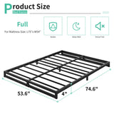 Lutown-Teen 4 Inch Full Size Bed Frame No Box Spring Needed, Heavy Duty Metal Platform Beds with Sturdy Steal Slats for Mattress Foundation, Easy Assembly, Noise Free, Black Lutown-Teen