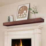 SAUMONIERES Fireplace Mantel Shelves 60 Inch Solid Wood Wall Mounted Long Floating Shelf Hollow, Brown SAUMONIERES