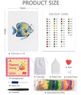 PeakLuv 12 Pcs Small Diamond Art Kits Sea Animals, Fishes Diamond Painting Kits, Mini Diamond Art Kits for Adults, DIY Square Drill Mini Gem Painting 1-Hour Painting for Home Desktop Decor, 6X7in PeakLuv