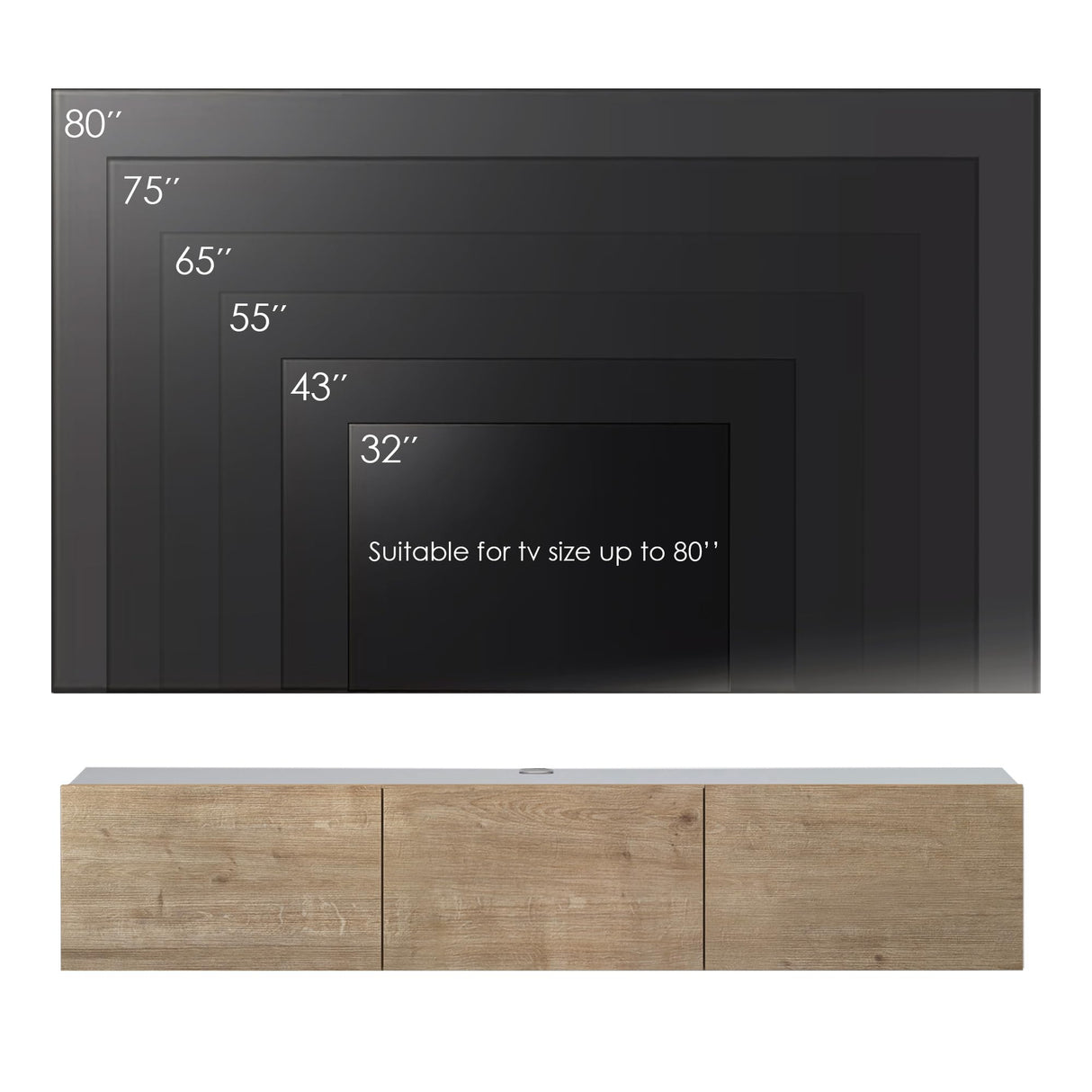 Atelier Mobili Floating TV Stand, TV Stand up to 75 Inch TV, Floating TV Stand Wall Mounted, Floating Entertainment Center, Floating Shelf for Under TV, Floating TV Console, Oak TV Stand ATELIER MOBILI THE LEADER OF THE INTERCHANGEABLE FURNITURE