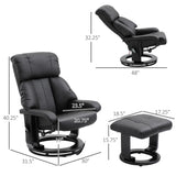 HOMCOM Massage Recliner Chair with Ottoman, 360° Swivel Recliner and Footstool, 10 Point Vibration, PU Leather Reclining Chair with Side Pocket and Remote Control, Black HOMCOM