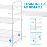 Simple Trending 3-Tier Stackable Shoe Rack, Expandable & Adjustable Shoe Shelf Storage Organizer, Wire Grid, White Simple Trending