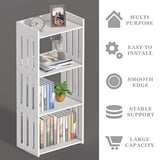 HAYOFAMY Bookshelf, Bookcase for Small Spaces, 4 Tier Shelf White Book Organizer Storage Display Rack for Kids Room, Living Room, Office, Bedroom and Bathroom HAYOFAMY