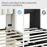 Yaheetech Queen Bed Frame Upholstered Platform Bed with Fabric Headboard, Wing Edge Design/Non-Slip and Noise-Free/Wooden Slats Support/No Box Spring Needed/Easy Assembly, Beige Queen Bed Yaheetech