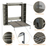Rophefx Queen Murphy Bed Cabinet with 5-Tier Adjustable Storage Shelves, Queen Wall Bed Cabinet Bed, Wood Space Saving Beds, Foldable Platform Beds, Hidden Bedframe for Guest Room, Bedroom,Grey Rophefx