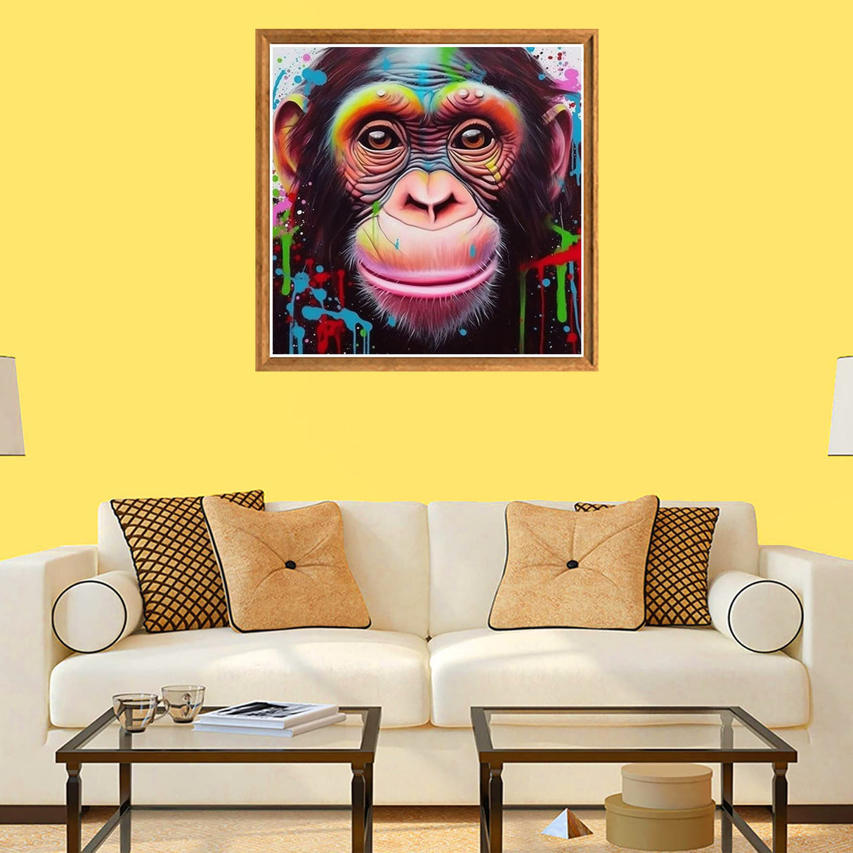 Bimkole 5D Diamond Painting Cute Monkey, Full Drill Animal Art Oil Painting DIY Rhinestone Embroidery Set Paint with Diamonds Art by Number Kits Cross Stitch Home Wall Craft Decoration (12x12inch) Bimkole