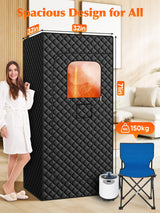 Portable Sauna Box for Home, Personal SPA Steam Sauna with 5 Min Fast Heating &15 Levels Heat, Warm Sauna Tent with 3L/1200W Steamer, Folding Chair, Remote Control for Body Relaxation, 32" x 32" x 71" PQH