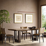 YISDESIGN 39" Wood Linear Pendant Light LED Dimmable Light Fixture Wood Linear Dinning Room Light Island Lights 24w for Dining Room Kitchen Island Pool Table Walnut Color YISDESIGN