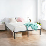 Olee Sleep 18 Inch Heavy Duty Steel Slat Anti-Slip Support, Easy Assembly Platform Bed Frame, Noise Free Steel Mattress Foundation, Maximum Storage, No Box Spring Needed, Black, Queen Size Olee Sleep