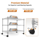 YSSOA 3-Tier Heavy Duty Storage Shelves 750Lb Capacity, 24.02" D x 13.78" W x 21.97" H Shelving Unit for Pantry, Garage, Laundry and Kitchen, Chrome YSSOA