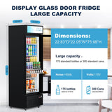 ECEVT 12 Cu.ft. Commercial Refrigerators Glass Door Beverage Refrigerators Commercial Fridge Upright Display Cooler with Soft LED Light and Adjustable Shelves for Restaurant Grocery Stores Home ECEVT