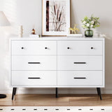 DWVO White 6-Drawer Modern Dresser with Black Metal Handles, Wooden Chest of Drawers with Anti-Tip Safety Design, Stylish Storage Cabinet for Bedroom, Living Room, or Entryway DWVO