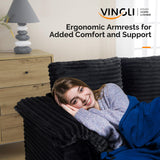 VINGLI Lounge Chair, 56" Oversized Reading Chair Corduroy Chaise Sofa Recliner Bed Upholstered Comfy Sleeper Couch with Throw Pillows and Armrests for Living Room, Movie Room, Bedroom VINGLI