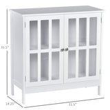 kleankin Sideboard Buffet, Storage Cabinet with 2 Doors, Credenza for Multifunction in Kitchen, Console, Living Room, White kleankin