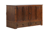 Mega Solutions Emurphybed Paradiseo Murphy Cabinet Chest Bed with Charging Station 6 Inch, Queen (Tobacco) Mega Solutions