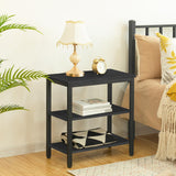 HOOBRO End Table, Simple Rustic Side Table with 3-Tier Storage Shelf, Narrow Nightstand for Small Spaces, Easy Assembly, for Living Room, Bedroom, Metal, Industrial Design, Black BB14BZ01 HOOBRO
