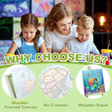 cviokrdu Turtles Paint by Numbers Kit for Kids with Frame - Wooden Easel, Sea Animals Paint by Numbers for Kids Ages 4 8 12, Easy Acrylic Oil Painting Kits for Home Wall Decoration 8x8 inch cviokrdu