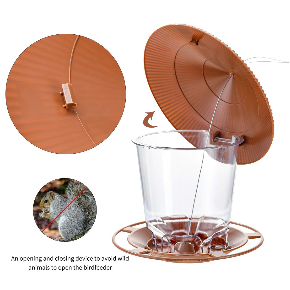 Hanizi Hanging Bird Feeder Squirrel Proof for Outdoor Wild Bird Seed, Brown Hanizi