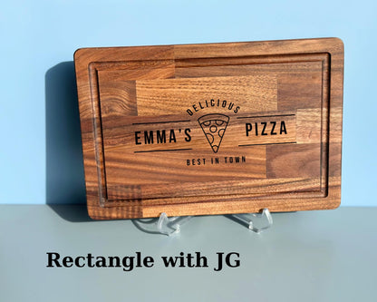 Personalized pizza cutting board 16 inch round - Large pizza serving board - Wooden pizza board - Pizza lovers gift ideas - WoodArtSupply