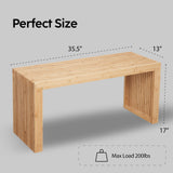 Bamboo Natural 36 inch Wooden Bench, Small Wood Benches for Entryway, Living & Dining Room, Kitchen, Bedroom, Bathroom, Hallway, Front Door, For Indoor & Outdoor Patio Use, Mid Century Modern Decor SWEVEN