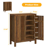 UNIQUITE Wooden Shoes Cabinet with Adjustable Shelves, Retro Freestanding Shoe Organizer Cabinet for Entryway Hallway Living Room, 5-Tier Shoe Cabinet with Doors for 20 Pairs, Dark Walnut UNIQUITE