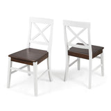 Christopher Knight Home Roshan Farmhouse Acacia Wood Dining Chairs, White / Walnut 21D x 17.75W x 35.5H Inch GDFStudio