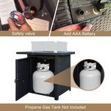 Ophelian 8-Piece Patio Furniture Rattan Wicker Outdoor Set Sectional Sofa with 28" Gas Fire Pit Table and Cushions, Conversation Set for Backyard, Patio, Garden, Brown/Beige Ophelian