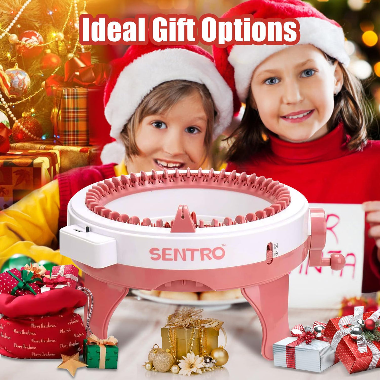 SENTRO Knitting Machine, 48 Needles Knitting Crochet Machine, Smart Knitting Loom Machine with Row Counter for Adults Beginners, Circular Double Knit Loom Crochet Knitting Machine Kit for Hat Socks SNOUUOSN