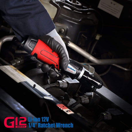 ACDelco ARW1207P G12 Series 12V Cordless Li-ion 1/4” 30 ft-lbs. Torque Ratchet Wrench Tool Kit , Red ACDelco