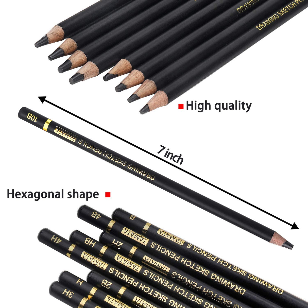 RVOGJP TAMATA Professional Drawing Sketching Pencil Set - 12 Pieces Art Graphite Pencils(12B - 4H), Ideal for Drawing Art, Sketching, Shading, for Beginners & Pro Artists RVOGJP